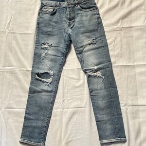H&M &Demin Men’s Skinny Blue Wash Ripped Jeans Relaxed Skinny Tapered Leg 30x30